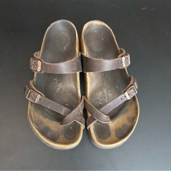 Birkenstock Mayari Womens 38 Regular US 7- 7.5 Brown Leather Cork Sandals - Picture 6 of 9